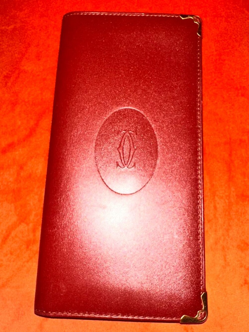 Authentic Cartier Bi-fold Leather Bordeaux Long Wallet/Card Case